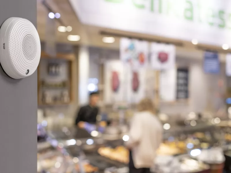 network mini speaker in deli grocery store