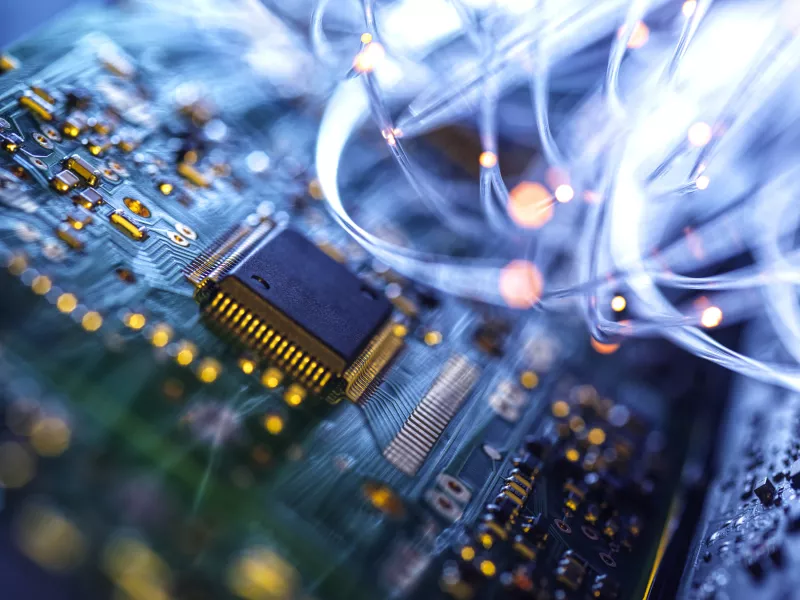 Close up of chip, cybersecurity