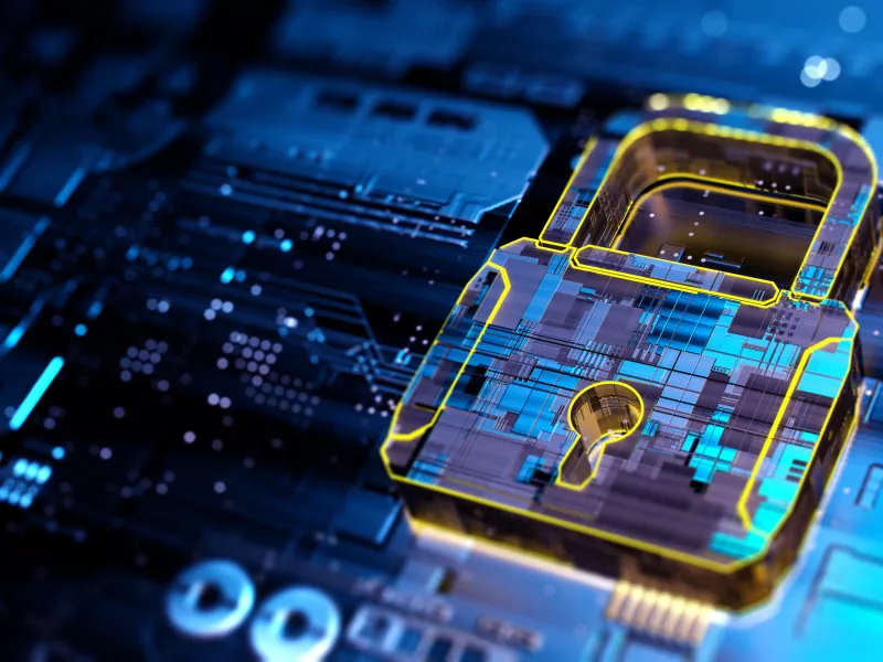 Cybersecurity padlock 