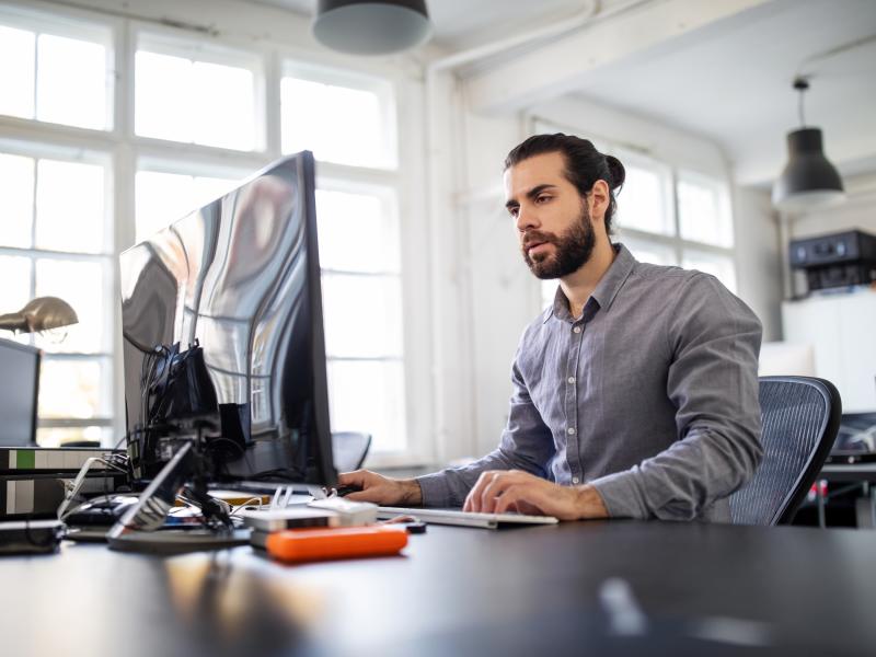 Man working at a computer