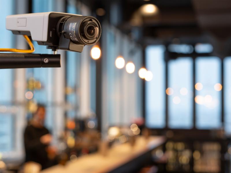 Camera located in restaurant close to the bar