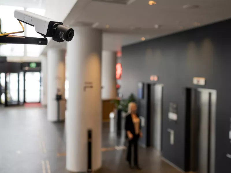 Camera located near elevator 