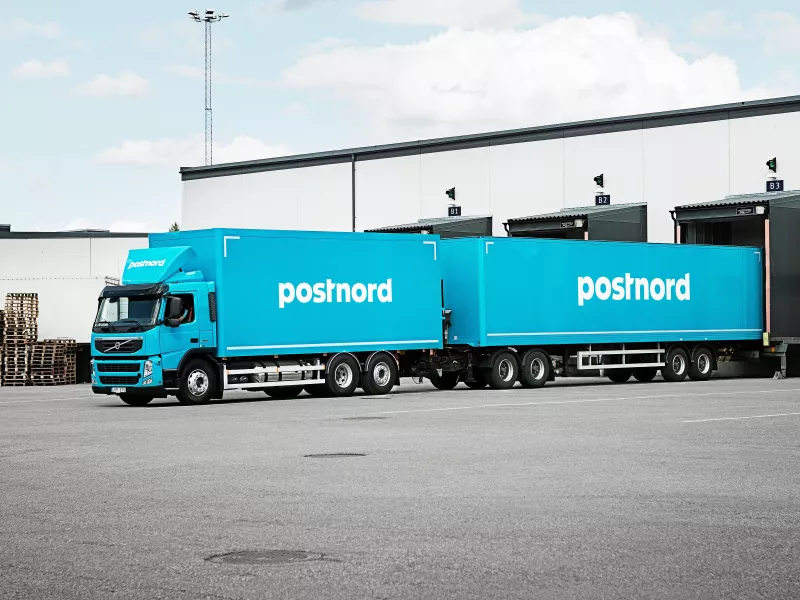 PostNord trucks in the terminal