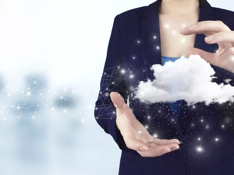cloud connect concept hands holding cloud