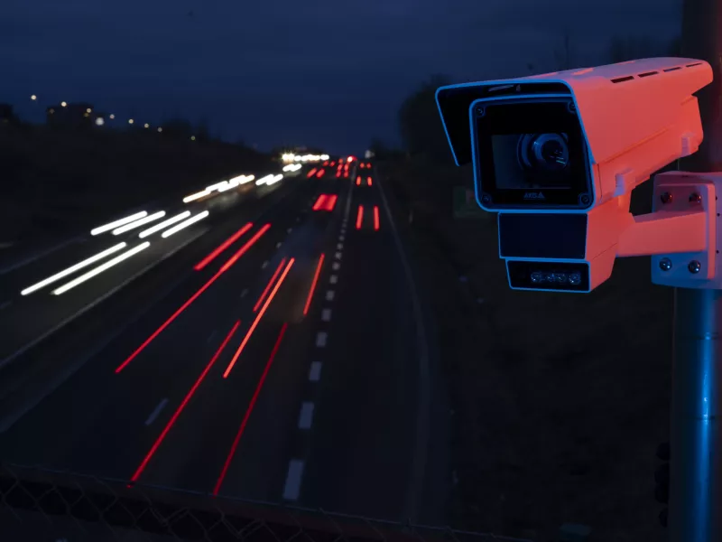 Highway at night with camera to the right