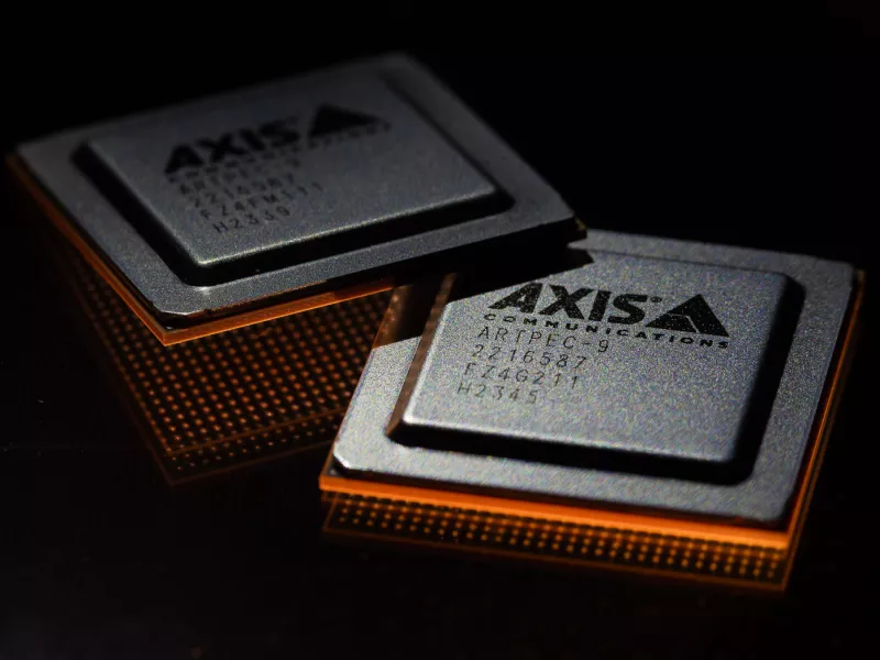2 ARTPEC-9 system-on-chip on a black background
