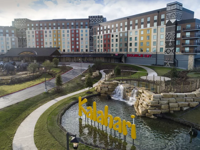 Exterior of Kalahari Resort with sign