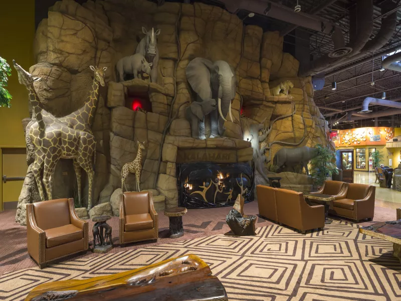 Interior shot of Kalahari Resort with African theme