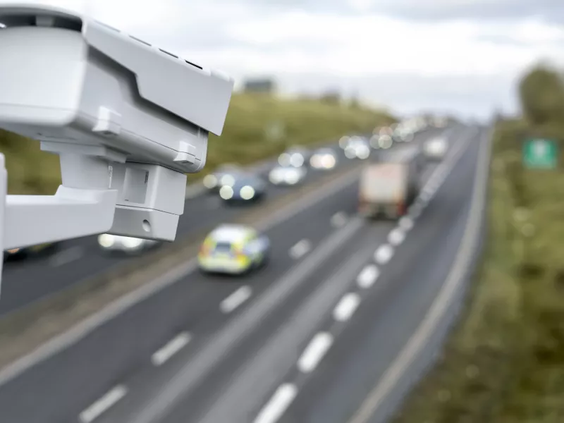Speed camera overlooking highway