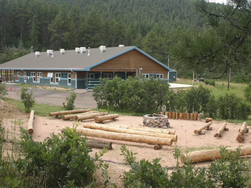 View of base camp and fire ring work site