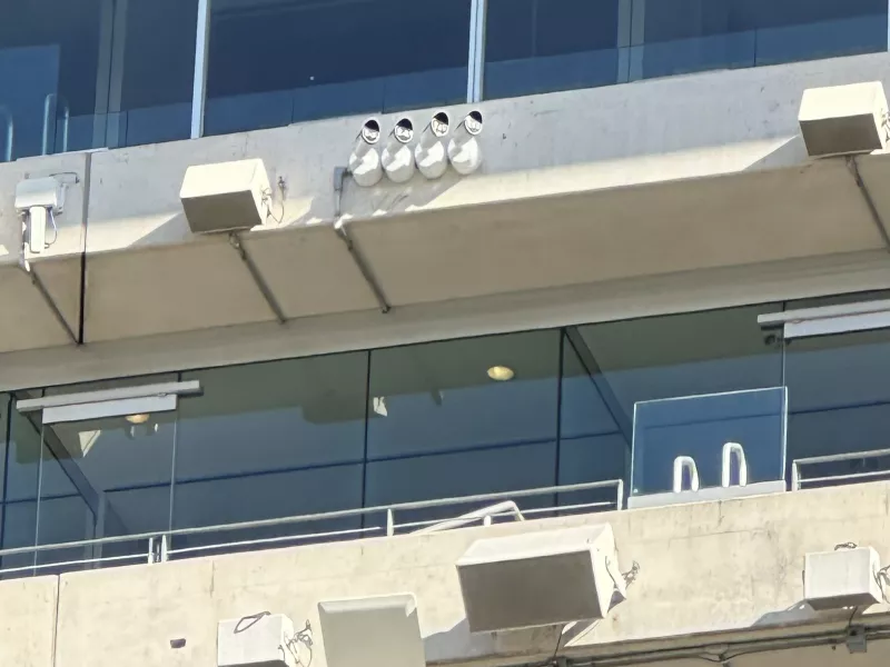 Shot of Q18 bullet cameras installed in MetLife Stadium