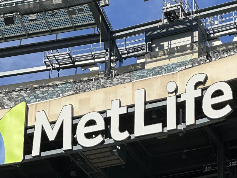 Shot of MetLife sign in stadium