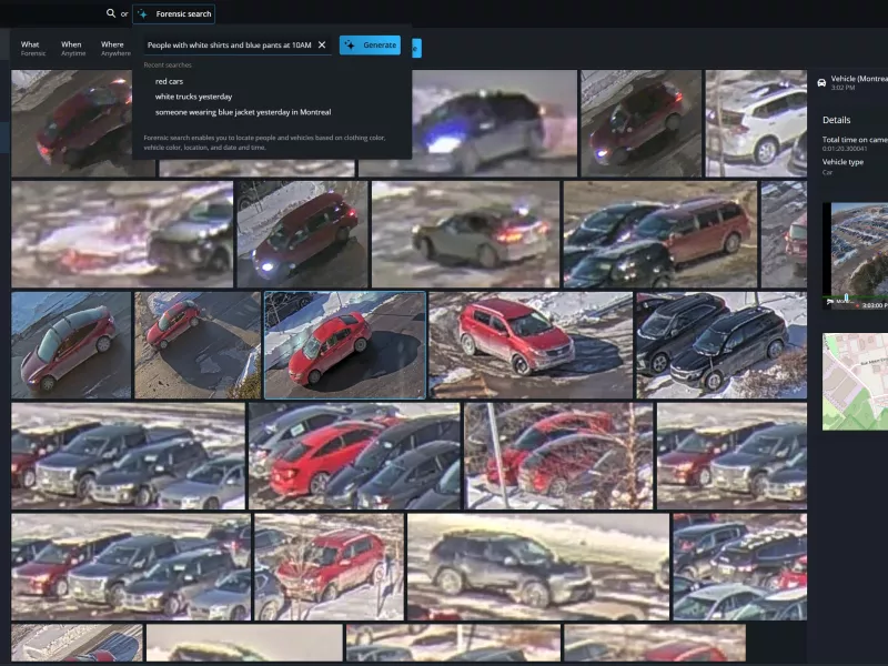 Rapid forensic search in Genetec Security Center SaaS