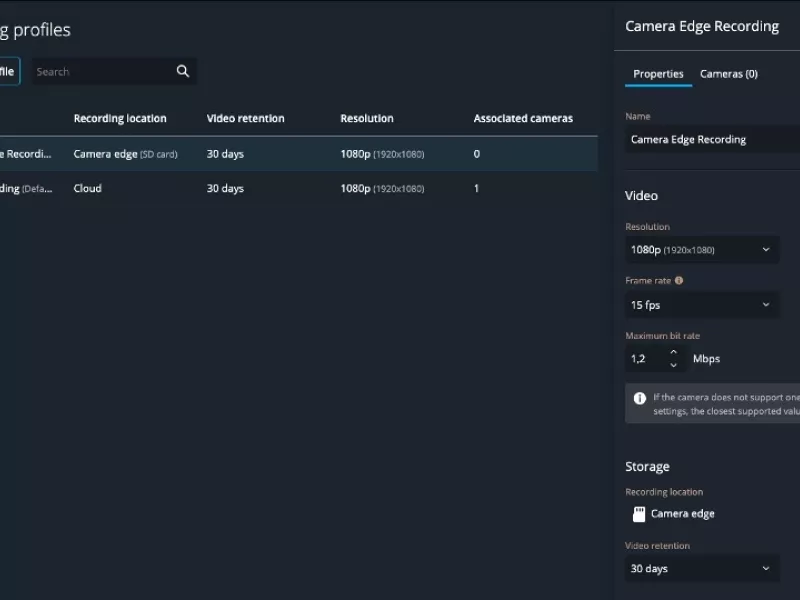Enable edge storage directly on Axis camera SD cards 