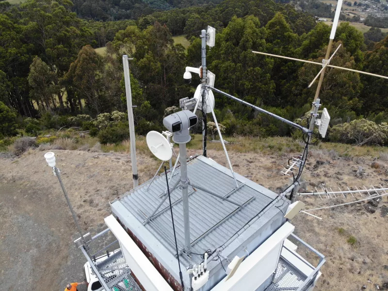 Axis cameras on a fire tower