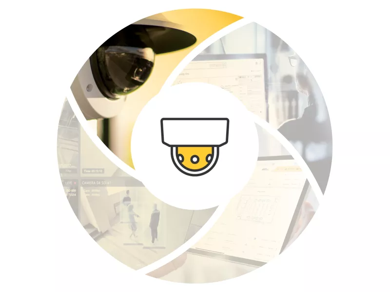 Graphical overlay showing a network camera. 