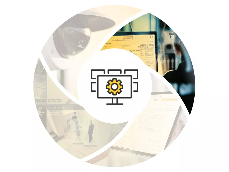 Graphical overlay showing computer software.  