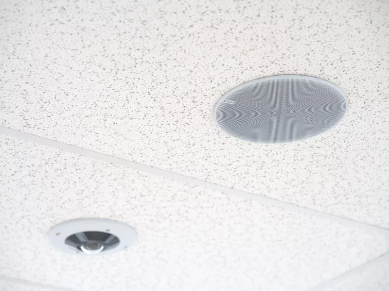Camera and speaker in ceiling