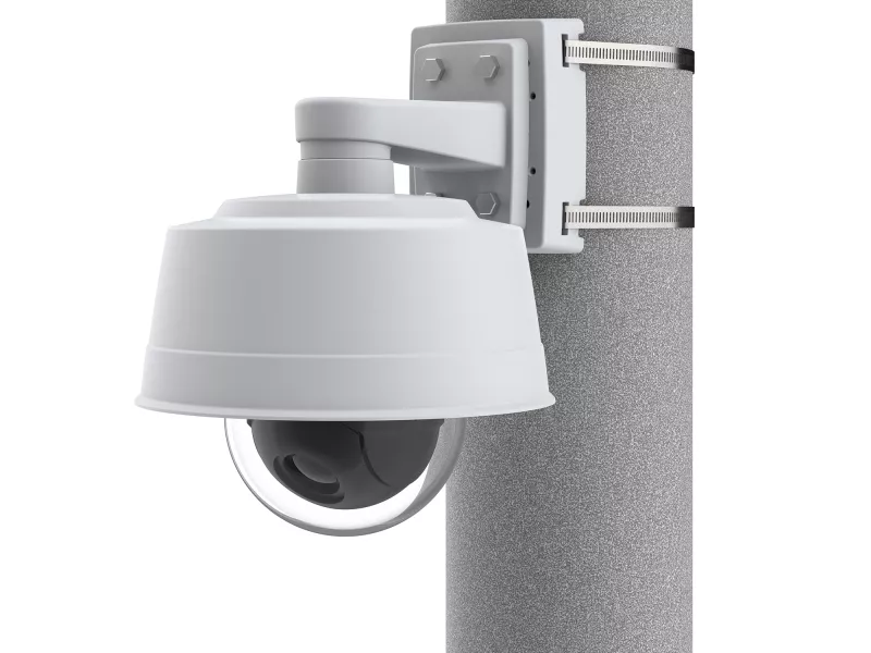 Image of dome camera together with wall mount and pole mount