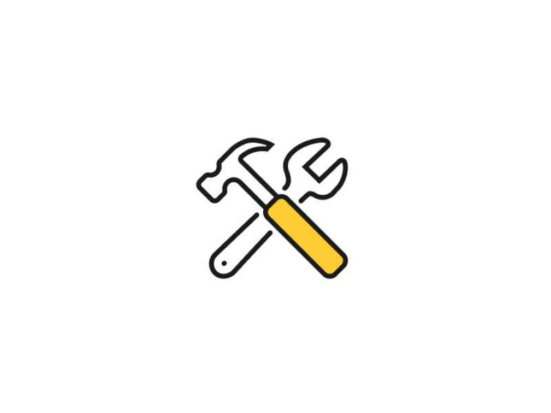 Flat Icon of hammer and wrench crossed