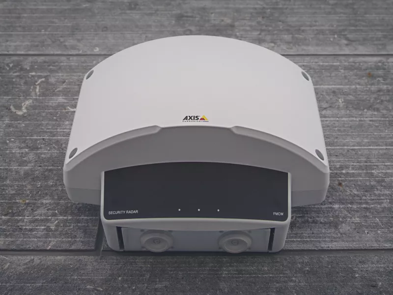 AXIS D2110-VE Axis radar on a office building facade