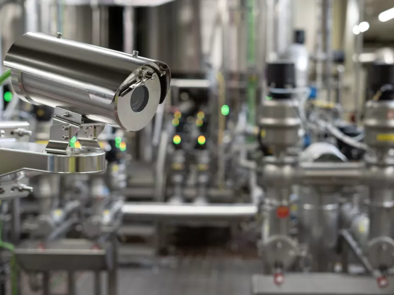 AXIS XFQ1656 explosion protected camera in a factory