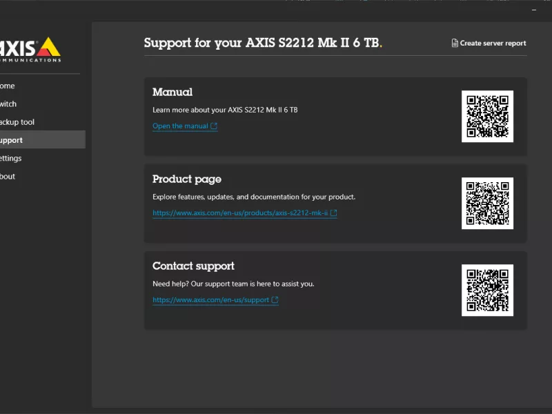 AXIS Recorder toolbox interface