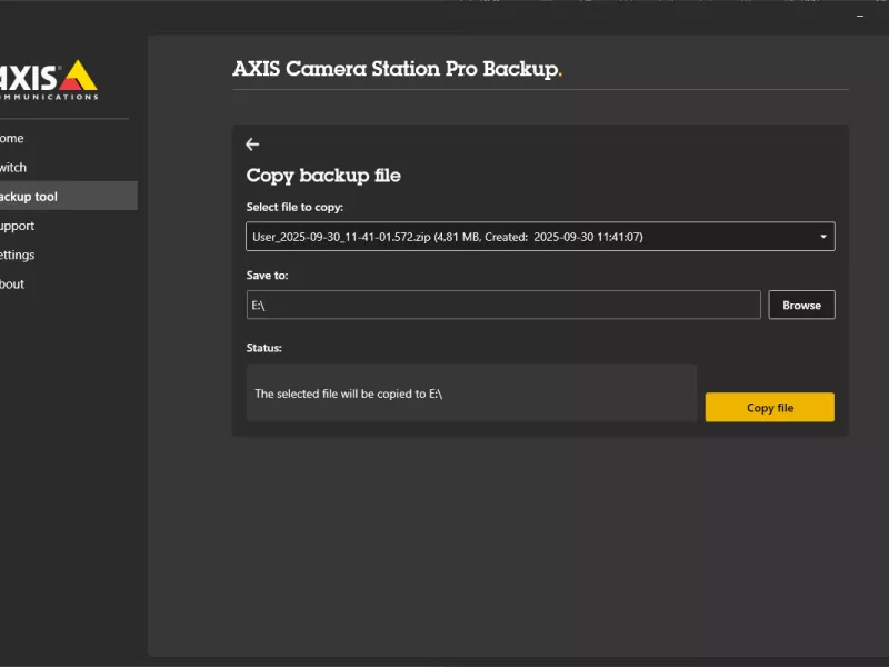 AXIS Recorder toolbox interface