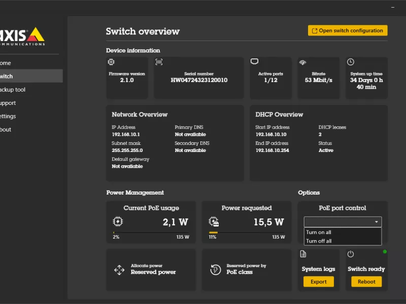 AXIS Recorder toolbox interface