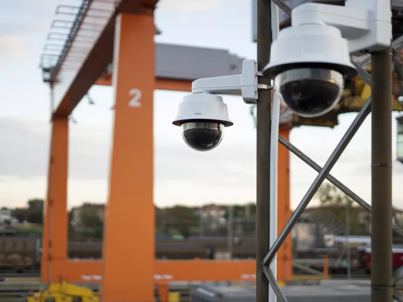 AXIS Q6088-E in a industrial setting during sunset 