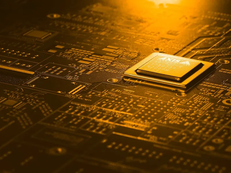 ARTPEC chip in golden light