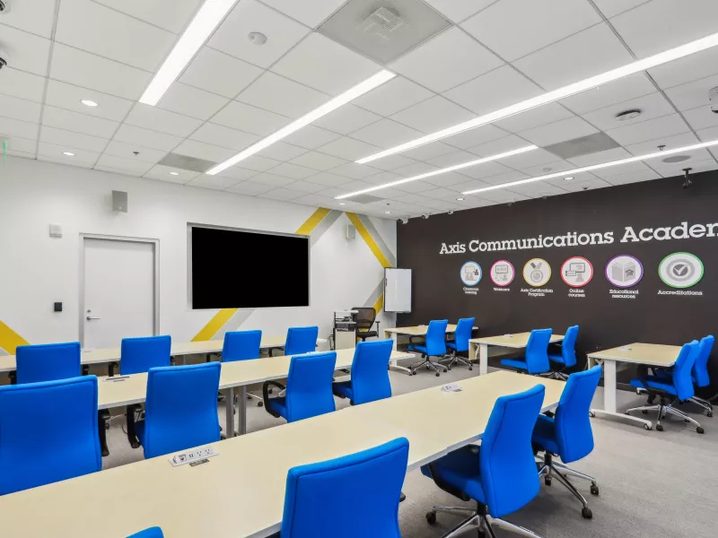 Atlanta Axis Experience Center training room for hands-on professional development and Axis security technology education.