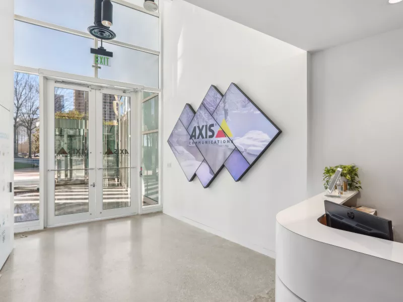 Atlanta Axis Experience Center entrance showcasing Axis security solutions and innovative, connected technologies for smarter protection.
