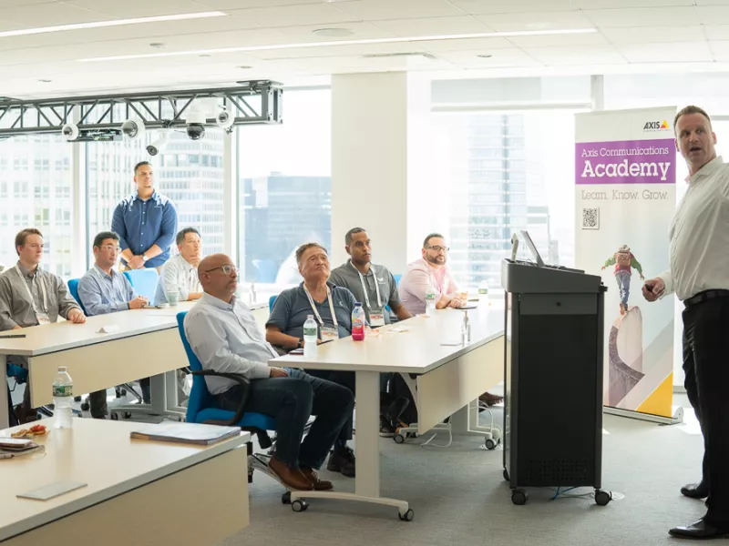 Training in action at the New York City Axis Communications Academy, equipping security professionals with hands-on Axis technology experience.