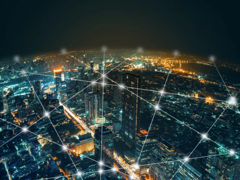 Image of a smart city in the year 2038