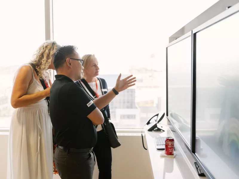 Mississauga Axis Experience Centre team providing interactive demonstrations of advanced security systems, network cameras, access control, and video analytics.