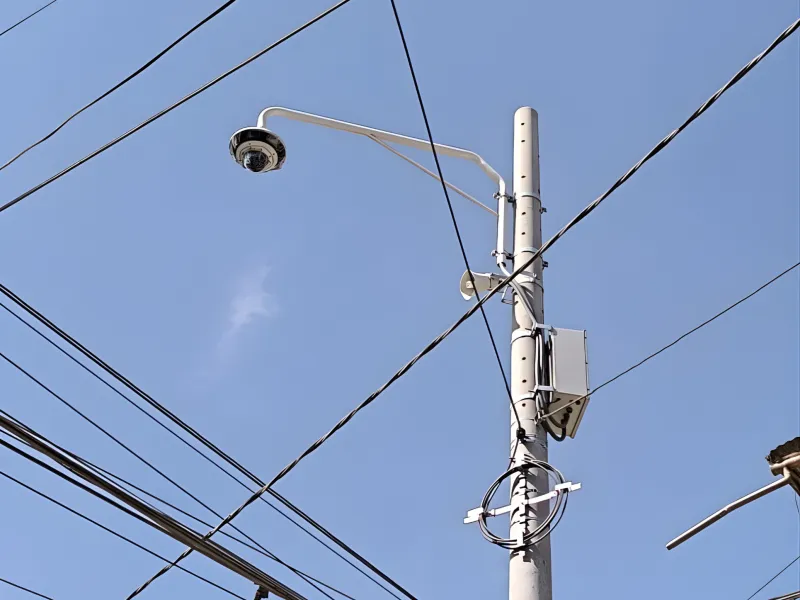 Camera attached to telephone pole