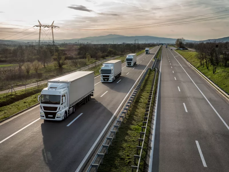 Truck on highway for onboard surveillance 