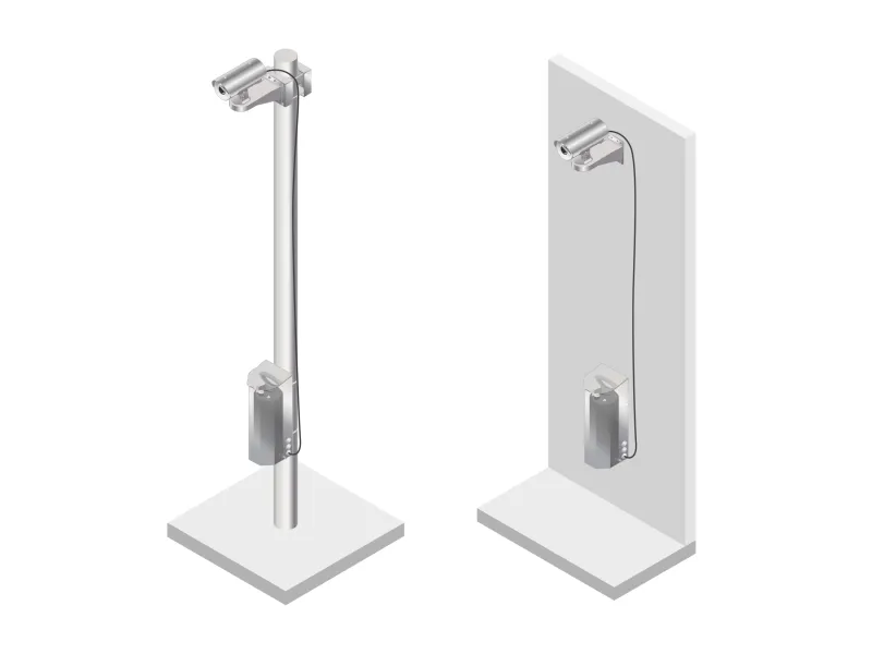 AXIS TX1901 Washer Kit Assembled with camera. pole or wall mounted