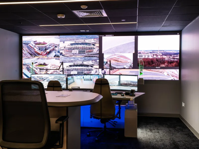 Security Operations Center at the Detroit Axis Experience Center showcasing real-time monitoring and analytics through end-to-end physical security solutions.