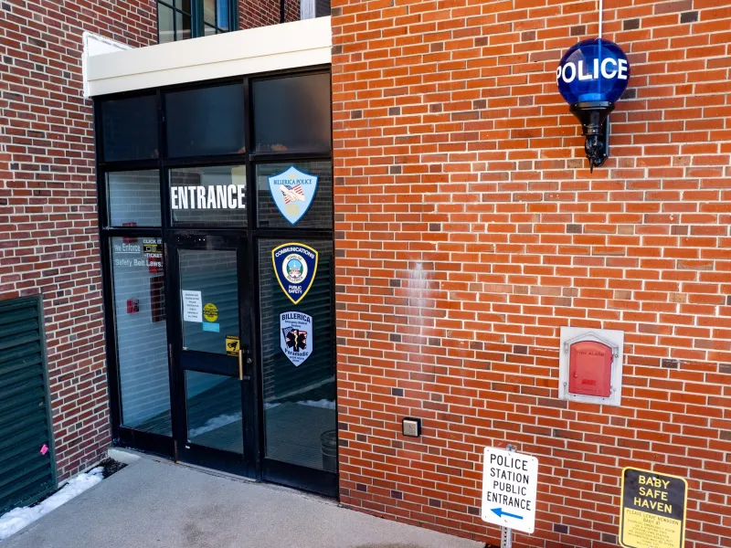 Exterior of police department door