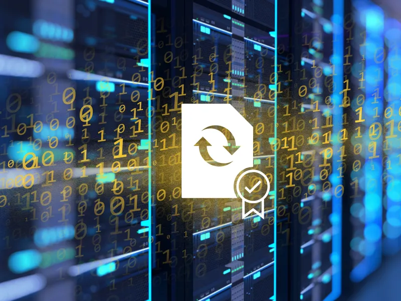 Back of server rack with EST icon