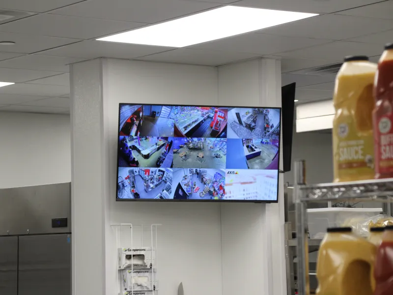 Multiple cameras views projected on plasma screen
