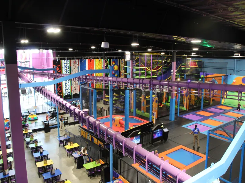  Interior aerial view of various attractions