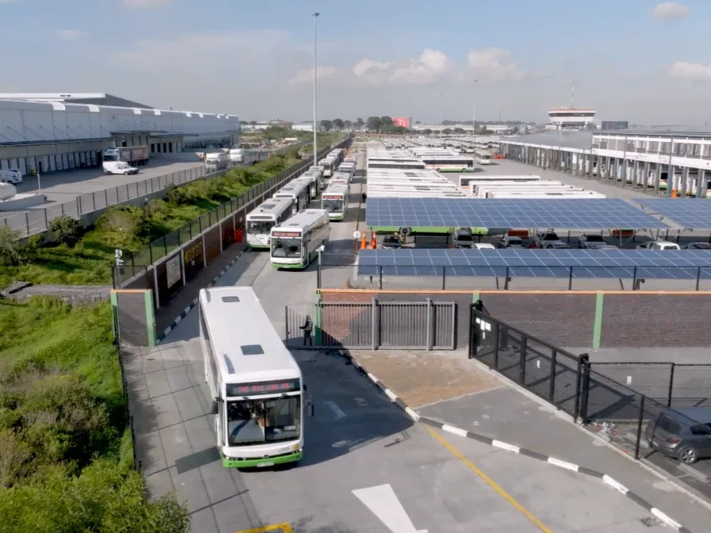 bus leaving the depo