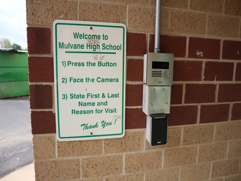 Intercom at entrance of Mulvane school