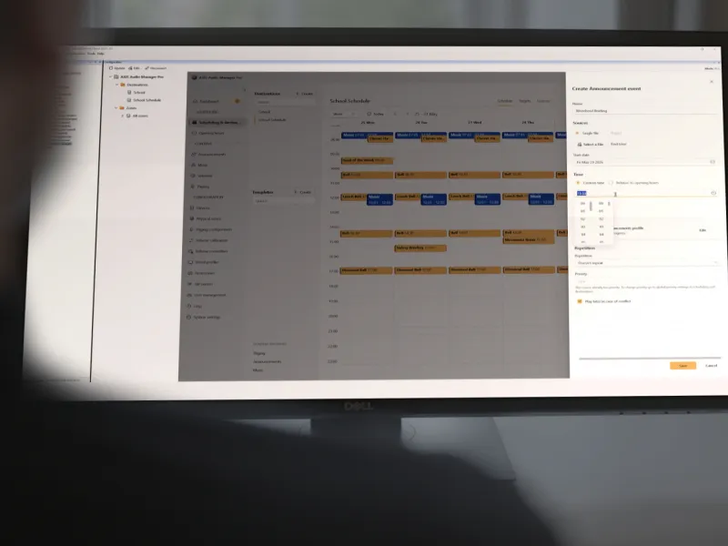 Audio manager platform viewed from a computer screen