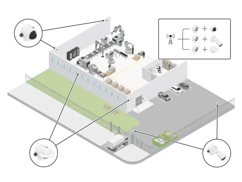 Illustration of AXIS TP3604-E connected to a PCN at an airport