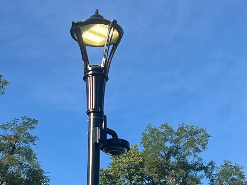 Camera on light pole in Centerville park