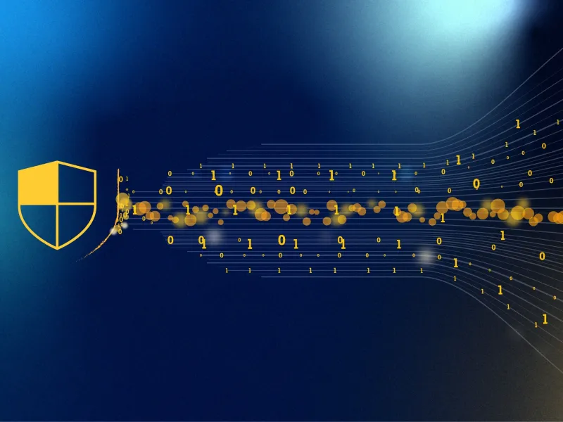 Cybersecurity shield of Axis on a dark background